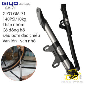 Bơm mini xe đạp GIYO GM-71 có đồng hồ đo áp suất 140psi