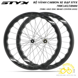Bộ vành Carbon xe đạp Dạng Sóng STYX 700x45/50mm – Chính Hãng, Thru Axle Disc Brake Center Lock